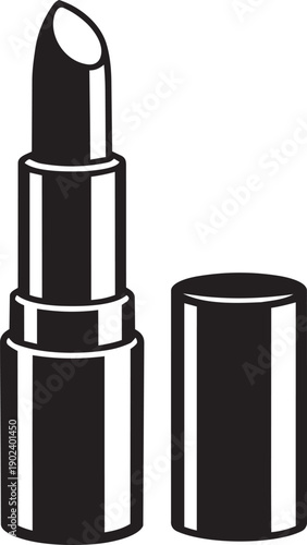 Lipstick in sleek silver case with black matte finish and minimalist design for beauty product advertising