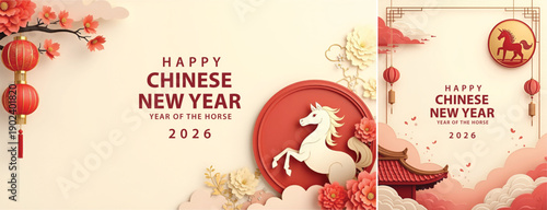 Elegent lunar new year background, Chinese new year background design for social media template