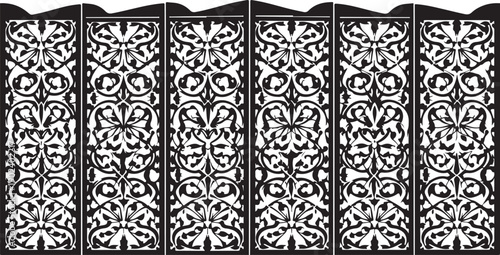 Seamless vintage black and white floral border featuring elegant classic flower ornament details in a clean monochrome style.