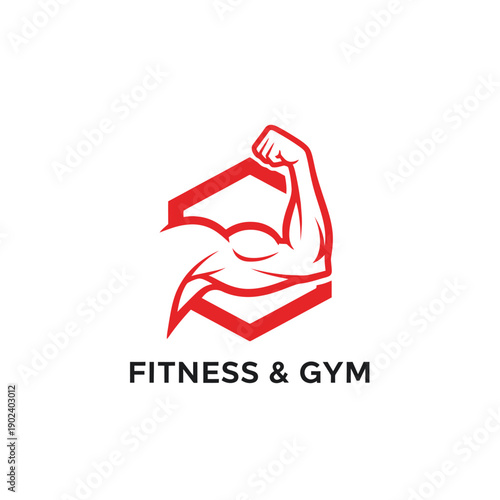 Fitness enthusiast flexing arm muscles in gym illustration