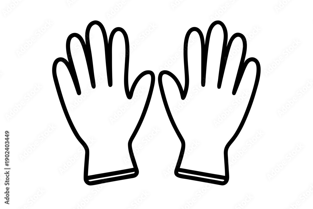 Obraz premium line art Gardening gloves silhouette vector illustration isolated on white background