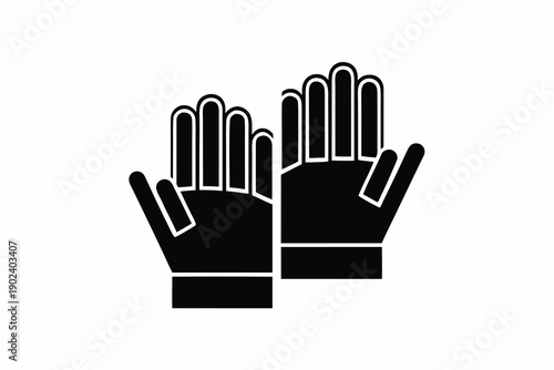Gardening gloves icon  silhouette vector illustration isolated on white background