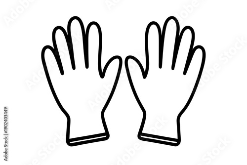 line art Gardening gloves silhouette vector illustration isolated on white background