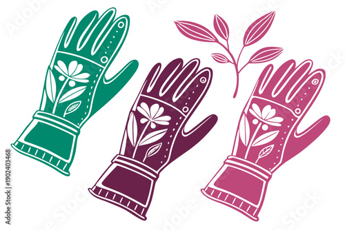 Gardening gloves silhouette vector illustration isolated on white background