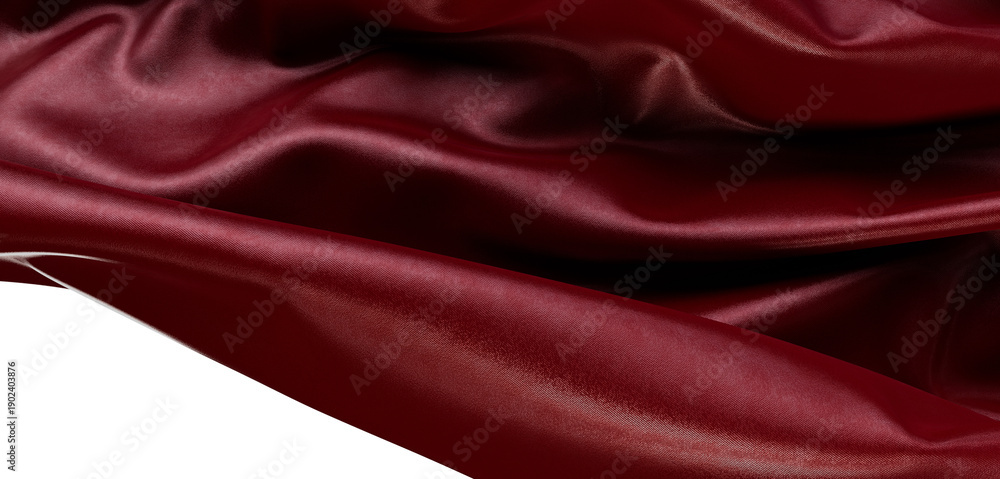 Obraz premium Close-up of elegant burgundy satin fabric, creating a rich texture background, ideal for luxury and fashion themes.