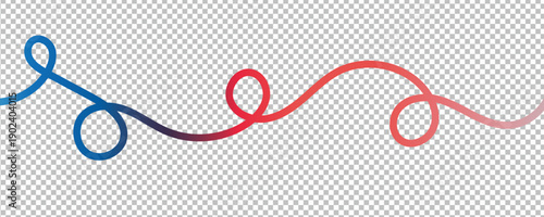 Blue Coral Gradient Flowing Ribbon Line Transparent  Element
