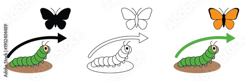 Self Growth and Transformation Vector Icon Featuring a Minimal Butterfly Symbol, Representing Personal Development