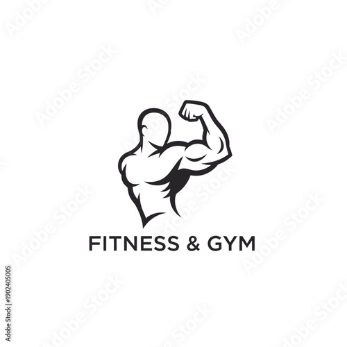 Illustration of a muscular man flexing arm from a side view