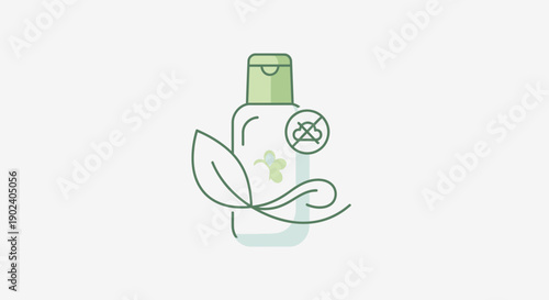 Eco friendly cosmetic bottle with natural leaf design symbolizing organic skincare product.
