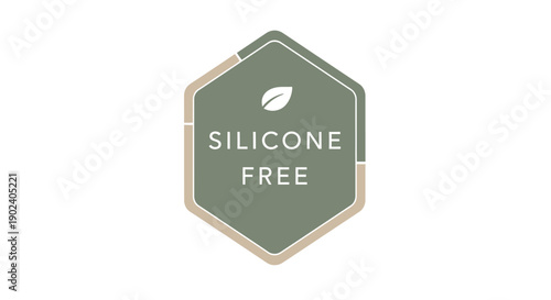 Silicone free label with leaf icon indicating natural product.