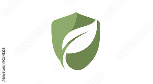 Green leaf symbol inside a protective shield representing environmental protection and sustainability.