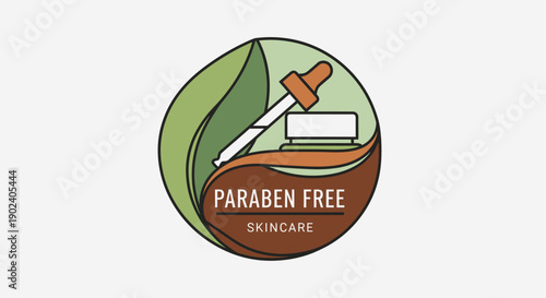 Paraben free skincare concept with natural ingredients and cosmetic containers.