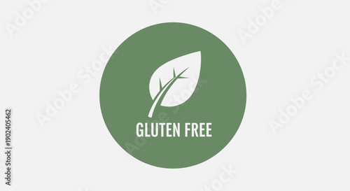 Gluten free symbol with leaf icon in green circle background.