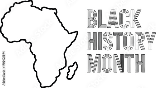 Black history month illustration featuring the african continent and text