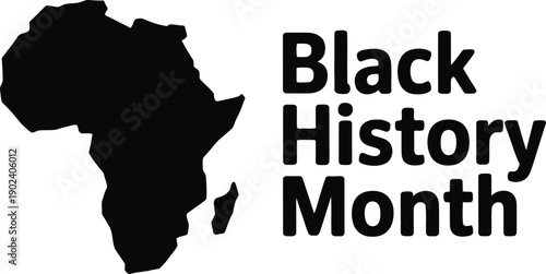 Black history month graphic featuring the continent of africa in silhouette