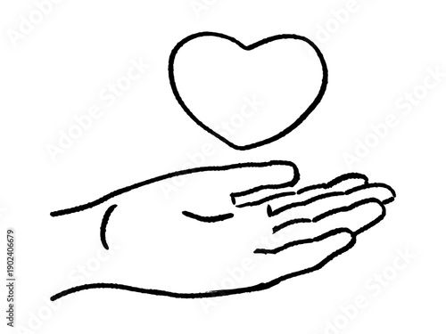 ハートを手に浮かべるイラスト