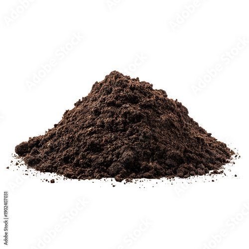 Pile of rich dark soil isolated on a white background