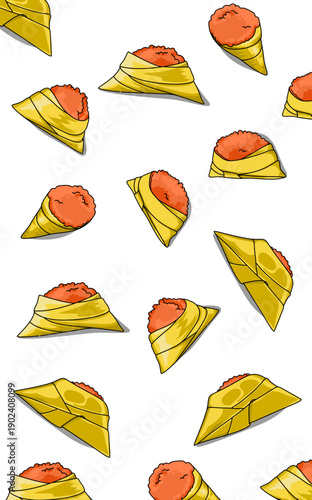 Steamed sticky rice wrapped pandanus leaf. Traditional natural food