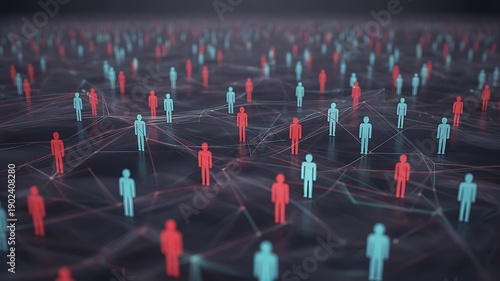 Interconnected individuals, digital population, social connections, network flow, group dynamics, global community, data links