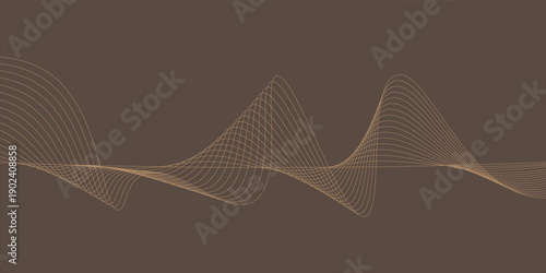 Abstract background with waves for banner. Medium banner size. Vector background with lines. Brown color. Interior. Brochure, booklet. Coffee, cafe