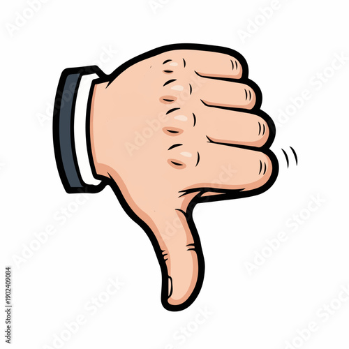 Cartoon hand showing a thumbs-down gesture, symbolizing disapproval or dislike.