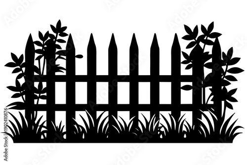 Wooden Garden Fence Silhouette Vector, Yard and Landscaping Design