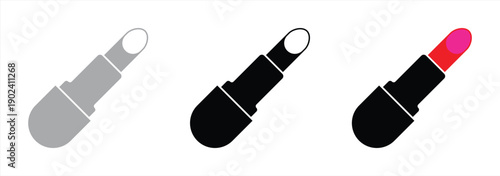 Lipstick Icon Set in Flat Silhouette Style