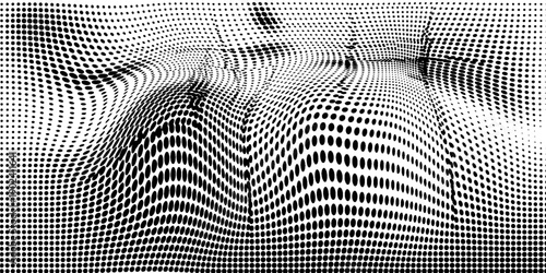 fun beautiful black and white shadow halftones retro pop art funky urban colorful comic book. Dotted halftone gradient texture. Vanishing polka dot background.