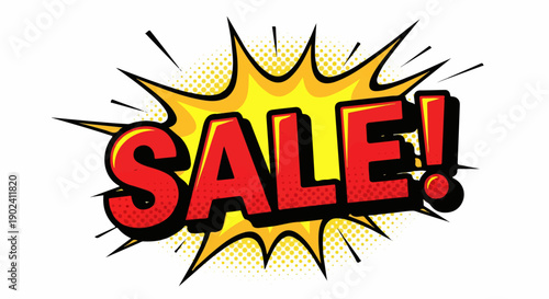 Comic style 'SALE!' sign with explosion background, perfect for promotions.