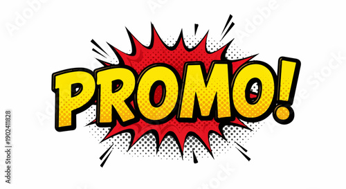 Vibrant 'PROMO!' comic speech bubble for sales and marketing campaigns.