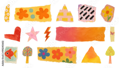 PNG Colorful abstract shapes collection on transparent background