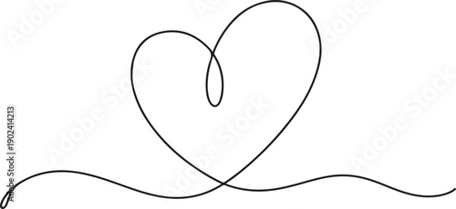 Heart. love symbol. Love heart vector, continuous one line drawing.
