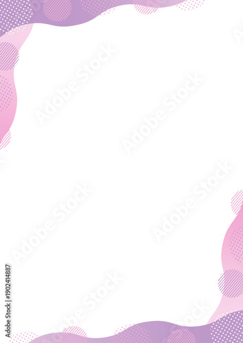 幾何学模様と曲線の縦型の角フレーム_紫
