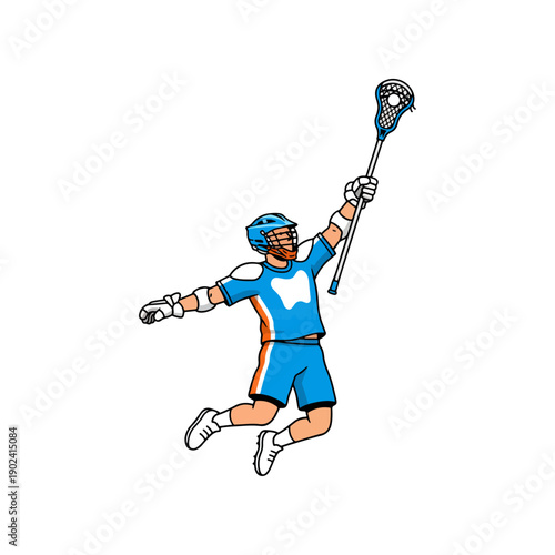 Lacrosse Player in Action Pose Illustration.