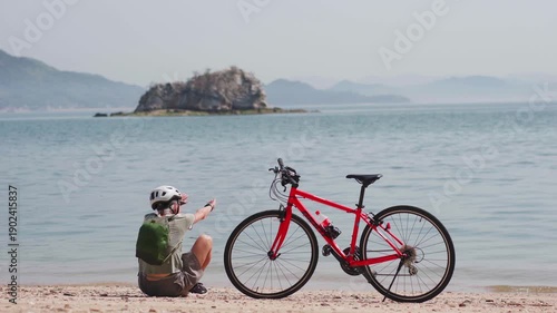 View of Shimanami Kaido and Cycling Road, Japan. Bridge