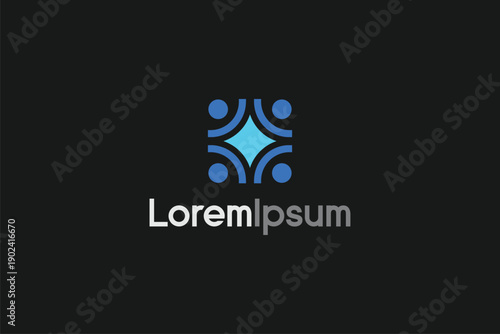 abstract square shape fintech logo template vector image