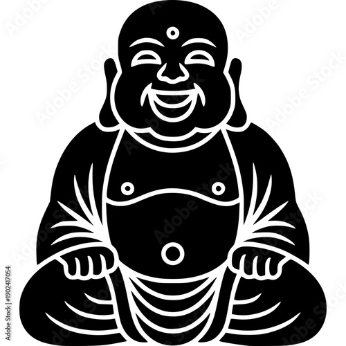 Cute vector illustration of laughing budha with a playful style