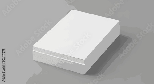 Stack of white paper on a gray surface, casting a shadow