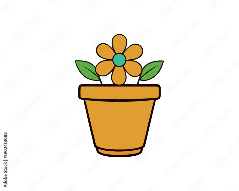 Fototapeta premium Flower pot vector illustration isolated on white background