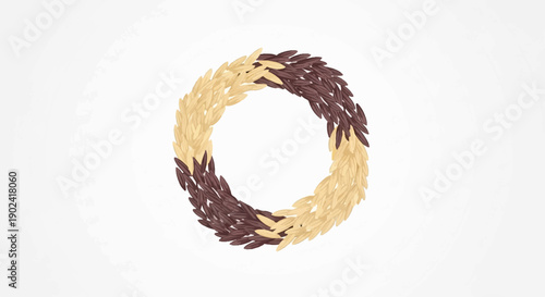 Ring of rice grains in alternating brown and beige