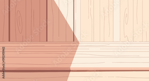 Simple flat illustration of a wooden surface split by light