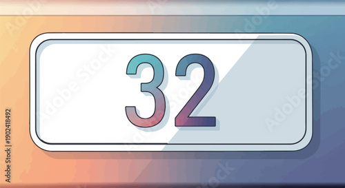 Simple graphic with large numbers 32 in a pastel gradient