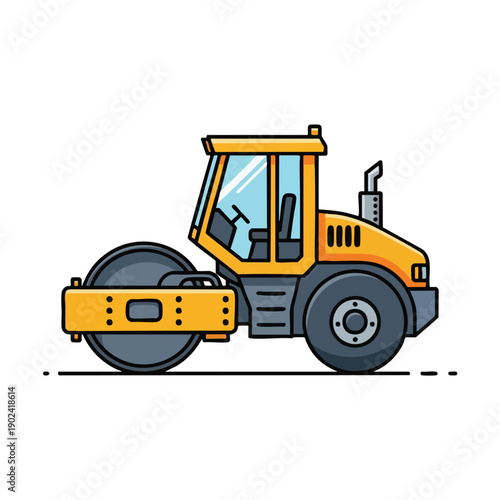 Yellow Road Roller Illustration