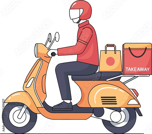 Delivery rider on a scooter with food bags
