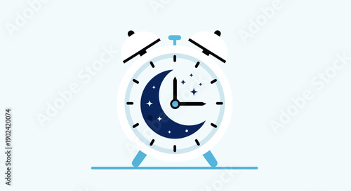 Alarm clock displaying moon and stars at night time