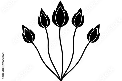 Flower buds silhouette vector illustration isolated on white background
