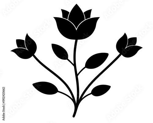 Flower buds silhouette vector illustration isolated on white background