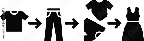 silhouette clothing transformation process creating a beautiful dress vector design