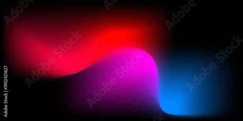 Abstract neon fluid gradient background on black. Vibrant red, pink, and blue glowing liquid wave. Modern futuristic dark mesh texture for web banner, poster, or gaming design.
