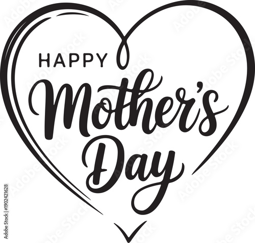 Mother’s Day Calligraphy Text with Decorative Swash and Soft Heart Elements for Banner, Posters. Vector Illustration.
